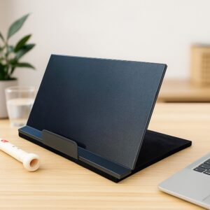 Classic Black Leather Tablet Stand - Image 3