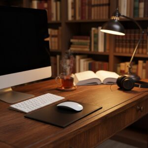 Black Bonded Leather Mouse Pad - Image 3