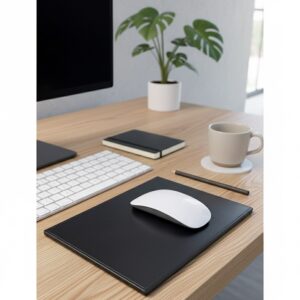 Black Bonded Leather Mouse Pad - Image 6
