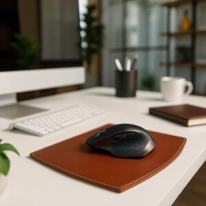 Rustic (Sienna) Brown Leather Mouse Pad - Image 3