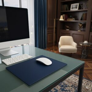 Navy Blue Bonded Leather Mouse Pad - Image 3