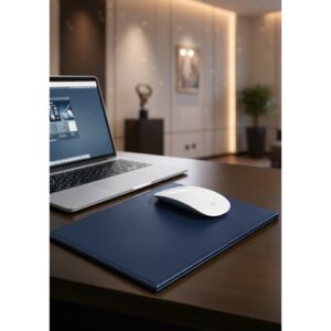 Navy Blue Bonded Leather Mouse Pad - Image 4