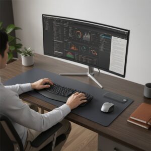Alternative view of Classic Black Leather Keyboard/Mouse Desk Pad, 30 x 12.5