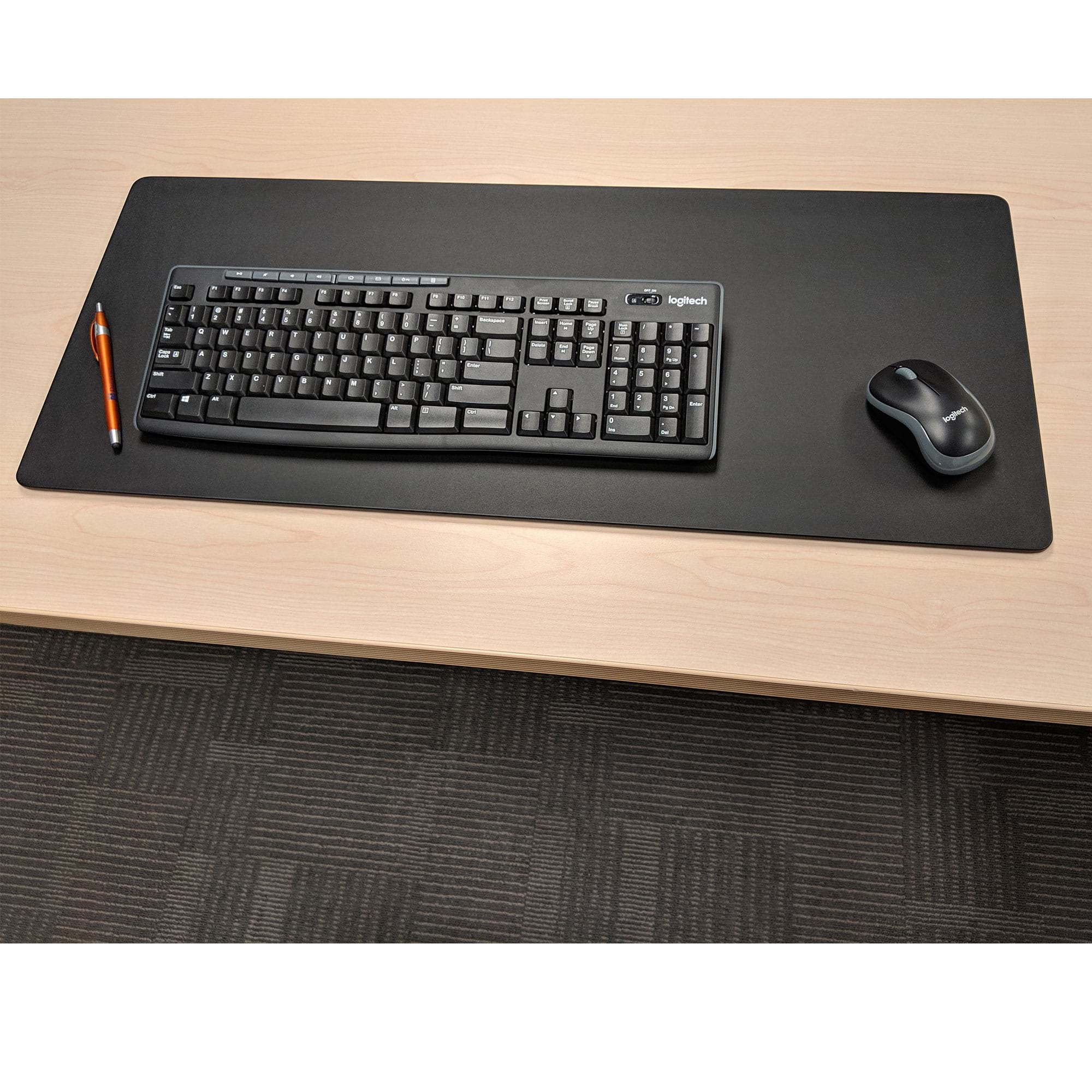 Black Leatherette Keyboard/Mouse Desk Pad, 30 x 12.5 - Image 4