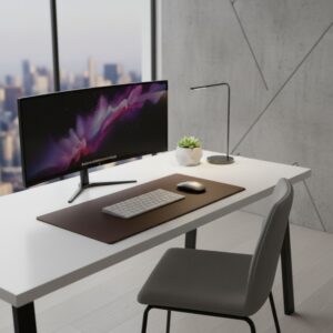 Chocolate Brown Leather Keyboard/Mouse Desk Pad, 30 x 12.5