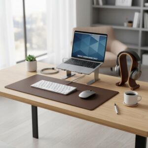 Alternative view of Chocolate Brown Leather Keyboard/Mouse Desk Pad, 30 x 12.5